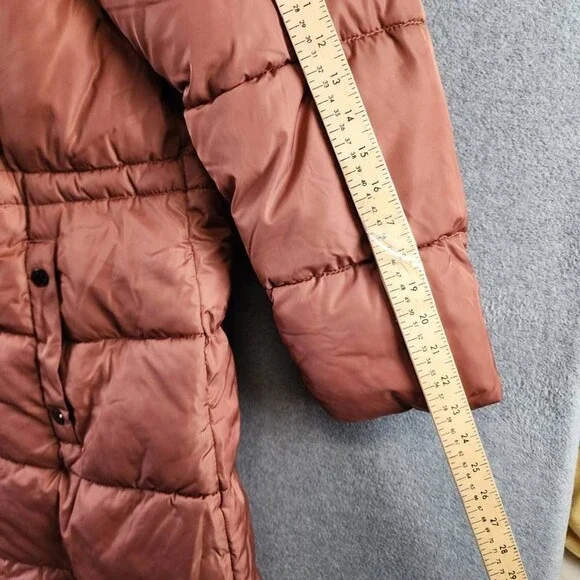 Steve Madden Plus Size Hooded Puffer Utility Coat Womens 1X Terracotta Zip Snap - Picture 5 of 14